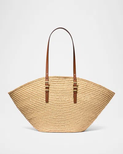 Michael Michael Kors Isa Small Grab Fabric Tote Bag In Nat/lugg