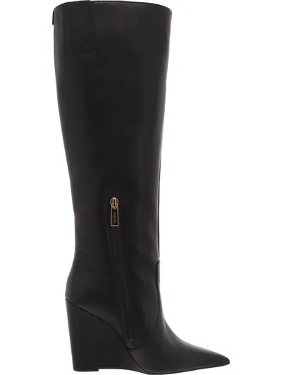 Michael Michael Kors Isra Womens Leather Wedge Knee-high Boots In Black