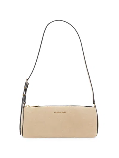 Michael Michael Kors Izzy Logo-plaque Leather Shoulder Bag In Neutrals