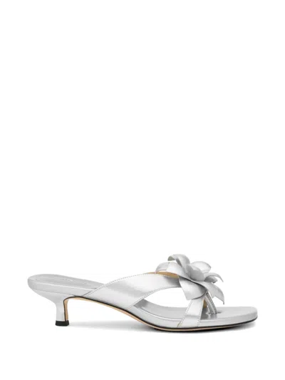 Michael Michael Kors Jacie Floral-appliqué Sandals In Silver