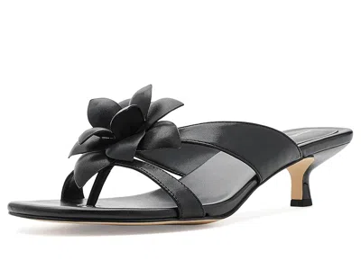 Michael Michael Kors Jacie Floral-applique Kitten-heel Sandals In Black