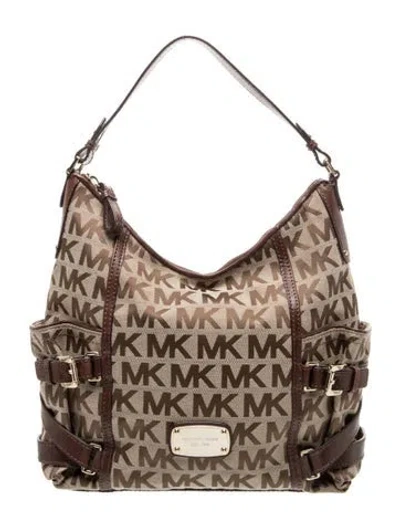 Pre-owned Michael Michael Kors Jacquard Shoulder Bag In Brown
