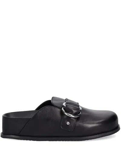 Michael Michael Kors Jaden Ring-buckle Leather Slides In Black