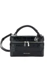 Michael Michael Kors Black Vanity Bag With Logo Lettering On The Front In Crocodile Effect Leather Woman In Black