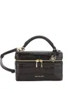 Michael Michael Kors Black Vanity Bag With Logo Lettering On The Front In Crocodile Effect Leather Woman In Brown