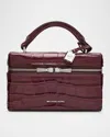 Michael Michael Kors Jana Xs Croc-embossed Leather Crossbody Bag In Burgundy