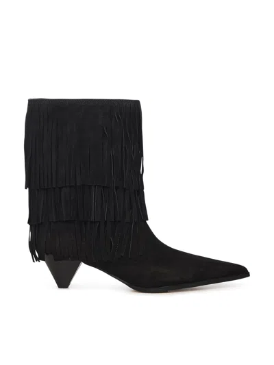 Michael Michael Kors Jayla Suede Boot With Fringes In Black