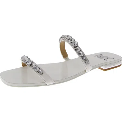Michael Michael Kors Jessa Womens Faux Leather Slide Sandals In White
