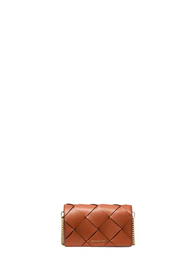 Michael Michael Kors Jet Set Brown Medium Crossbody Bag With Chain-link Shoulder Strap And Logo Lettering Plaque On The F