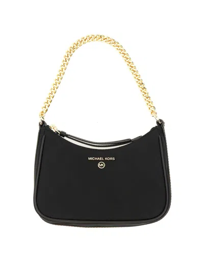 Michael Michael Kors Small Jet Set Leather Shoulder Bag In Black