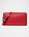 Michael Michael Kors Jet Set Large Leather Continental Crossbody Bag In Red