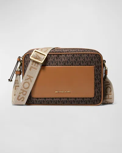 Michael Michael Kors Jet Set Large Monogram Crossbody Bag In Brnacorn