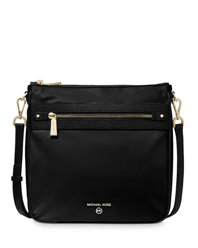 Michael Michael Kors Jet Set Large Nylon Crossbody In Black/gold