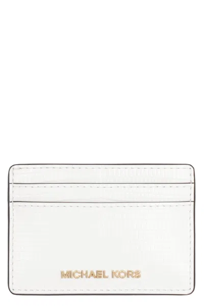 Michael Michael Kors Michael Kors Jet Set Logo Lettering Cardholder In White