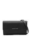 Michael Michael Kors Logo-plaque Leather Clutch In Black