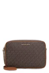Michael Michael Kors 'large Jet Set' East/west Saffiano Crossbody Bag In Brown
