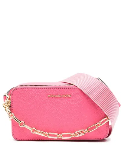Michael Michael Kors Jet Set Leather Crossbody Bag In Pink