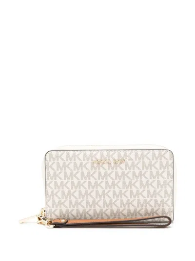 Michael Michael Kors Jet Set Logo-print Wallet In White