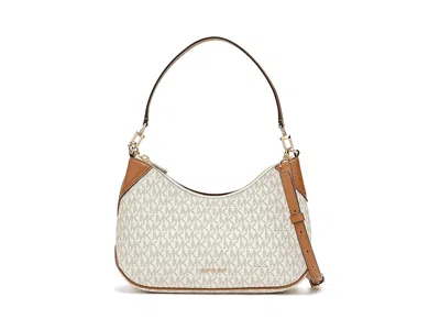 Michael Michael Kors Jet Set Medium Convertible Pouchette Crossbody Cross Body Handbags Vanilla/acorn: One Size In Sand