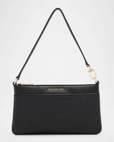 Michael Michael Kors Jet Set Medium Leather Wristlet In Black