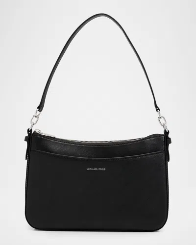 Michael Michael Kors Jet Set Medium Metallic Faux Leather Shoulder Bag In Black