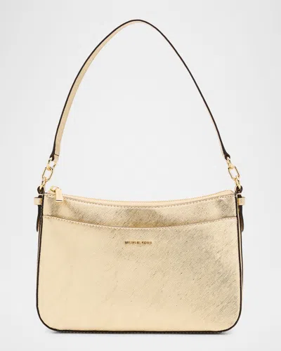Michael Michael Kors Jet Set Medium Metallic Faux Leather Shoulder Bag In Gold