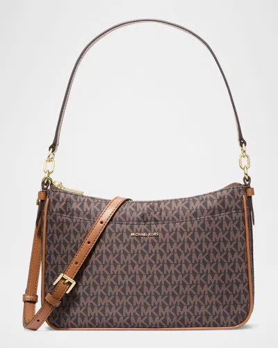 Michael Michael Kors Jet Set Medium Monogram Crossbody Bag In Brn/acorn