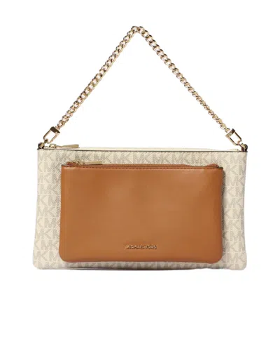 Michael Michael Kors Jet Set Medium Signature Logo Convertible Crossbody Bag In Brown