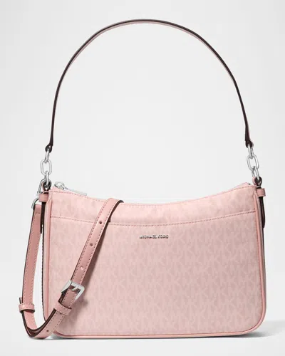 Michael Michael Kors Jet Set Medium Signature Logo Pochette Crossbody Bag In Smokey Ros