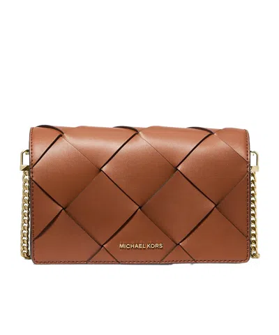 Michael Michael Kors Jet Set Medium Woven Leather Crossbody Bag In Brown