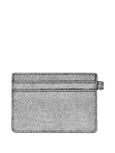 Michael Michael Kors Jet Set Metallic-leather Card Case With Charms In Silver