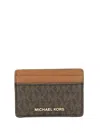 Michael Michael Kors Jet Set Monogram Cardholder In Brown