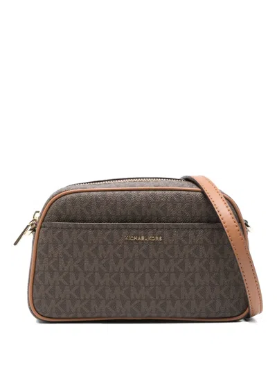 Michael Michael Kors Jet Set Monogram Cross Body Bag In Brown