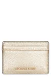 Michael Michael Kors Jet Set Pebbled Calfskin Card Holder In Golden