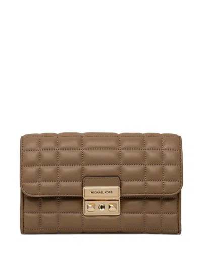 Michael Michael Kors Jet Set Quilted Flap Crossbody Bag In Brown