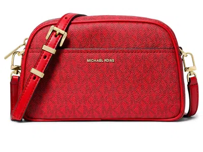 Michael Michael Kors Jet Set Small Camera Xbody Cross Body Handbags Crimsn Multi: One Size In Red