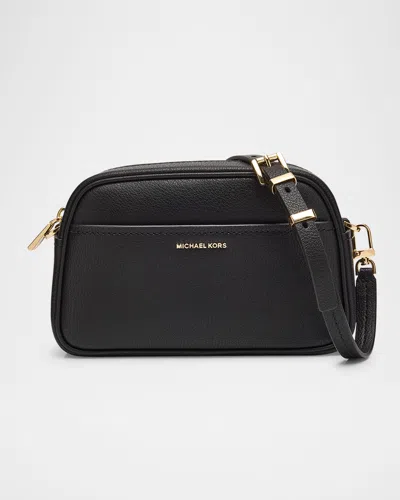 Michael Michael Kors Jet Set Small Leather Camera Bag In Black