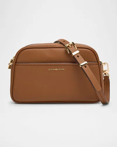 Michael Michael Kors Jet Set Small Leather Camera Bag In Brown