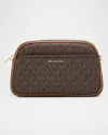 Michael Michael Kors Jet Set Small Logo Canvas Crossbody Bag In Brown
