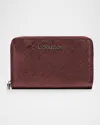 Michael Michael Kors Jet Set Small Metallic Faux Leather Wallet In Red