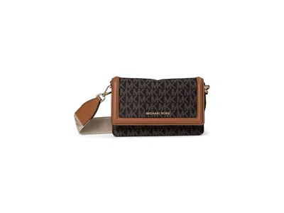 Michael Michael Kors Jet Set Small Phone Crossbody With Logo Web Strap Cross Body Handbags Brown/acorn: One Size