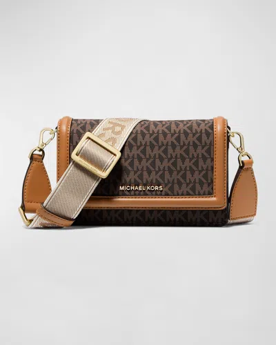 Michael Michael Kors Jet Set Small Phone Monogram Crossbody Bag In Brnacorn