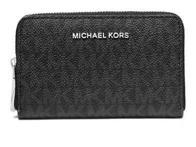 Michael Michael Kors Jet Set Small Zip Around Card Case Coin Purse Black 1: One Size