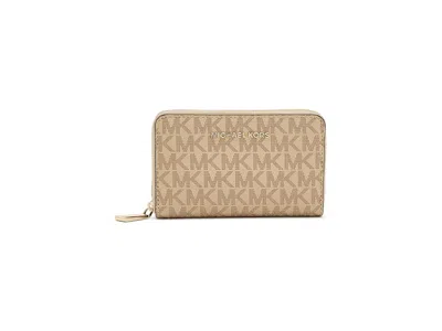 Michael Michael Kors Jet Set Small Zip Around Card Case Coin Purse Khaki: One Size In Brown