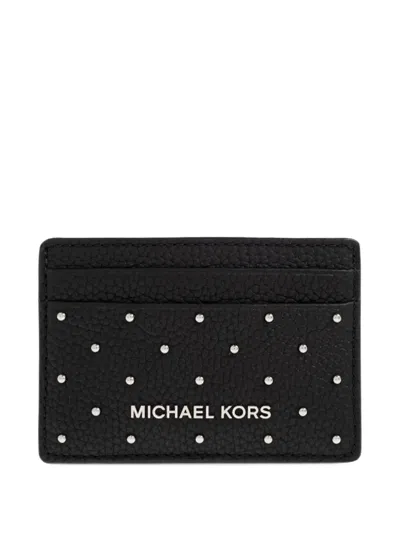 Michael Michael Kors Jet Set Stud-embellished Card Holder In Black
