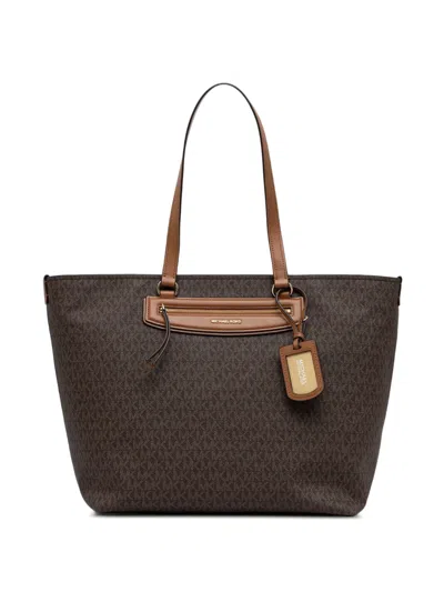 Michael Michael Kors Jet Set Travel Extra-large Signature Logo Tote Bag In Brown