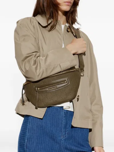 Michael Michael Kors Jet Set Travel Logo-embossed Leather Belt Bag In Green