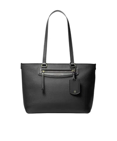 Michael Michael Kors Jet Set Travel Medium Pebbled Leather Tote Bag In Black