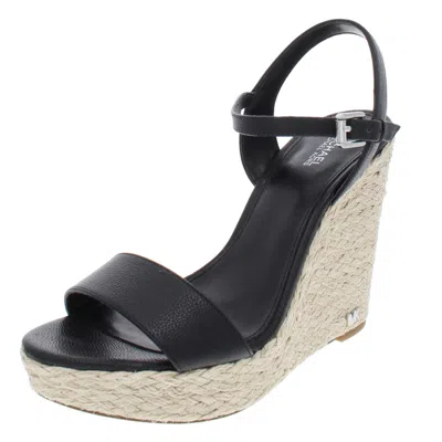 Michael Michael Kors Jill Womens Leather Espadrille Wedge Sandals In Black