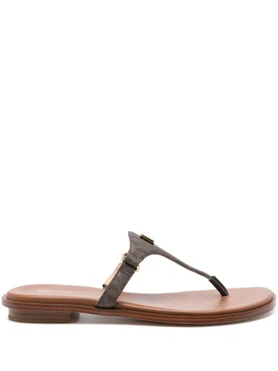 Michael Michael Kors Jillian Logo-plaque Sandals In Brown